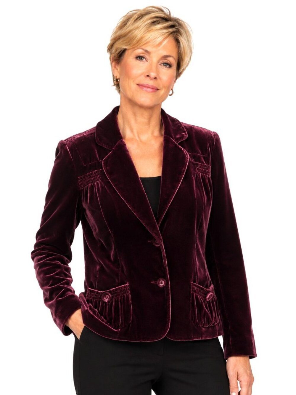 Tribal Plum Silk Velvet Blazer
